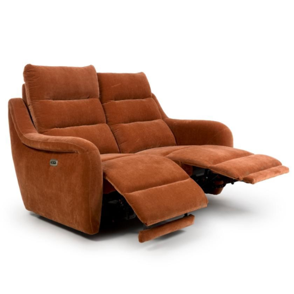 Arcata Fabric Electric Recliner 2 Seater Sofa In Cinnamon