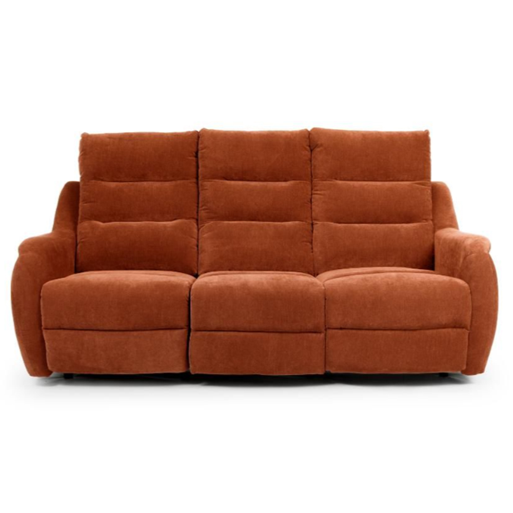 Arcata Fabric Electric Recliner 3 Seater Sofa In Cinnamon