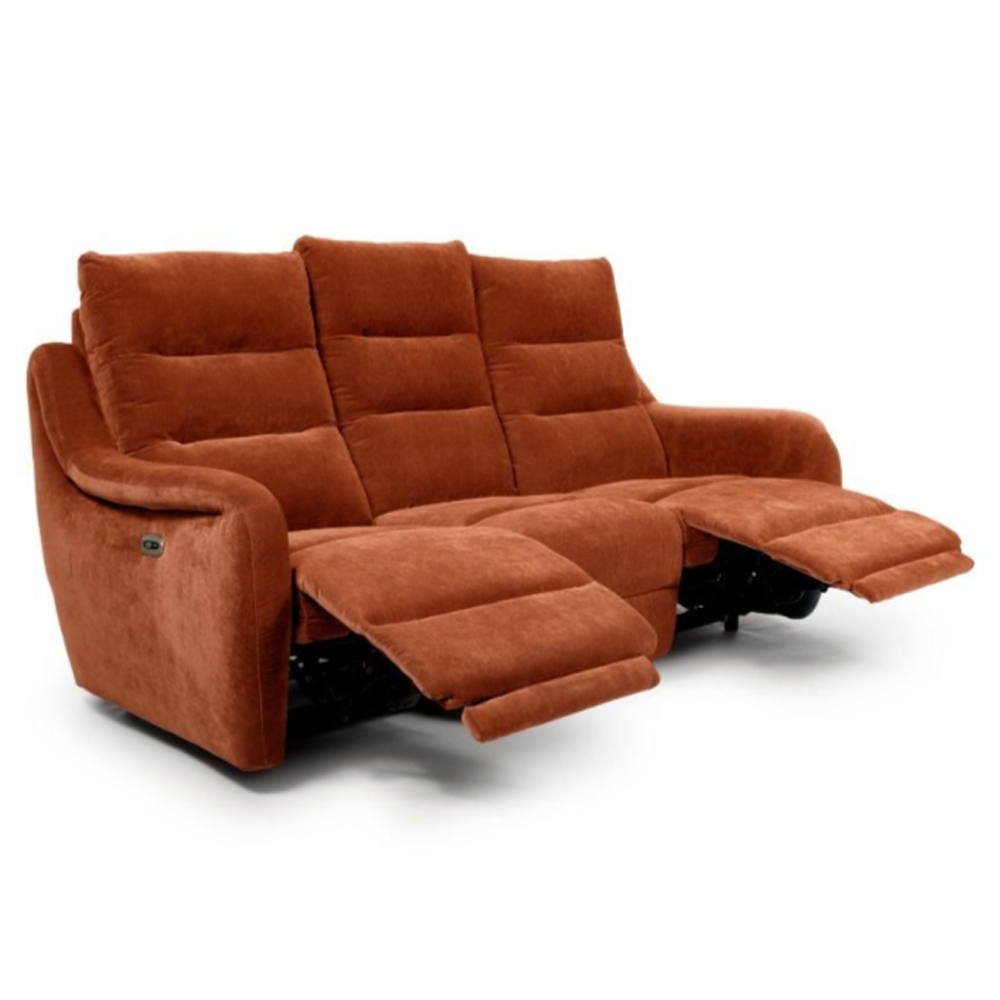 Arcata Fabric Electric Recliner 3 Seater Sofa In Cinnamon