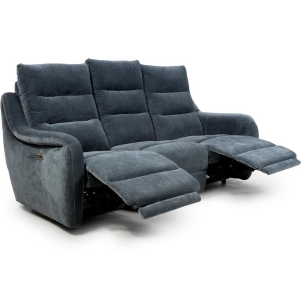 Arcata Fabric Electric Recliner 3 Seater Sofa In Dusk