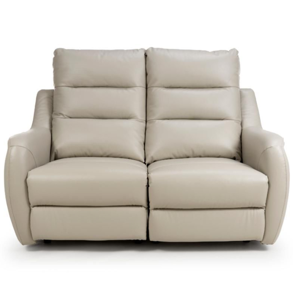 Arcata Faux Leather Electric Recliner 2 Seater Sofa In Chalk