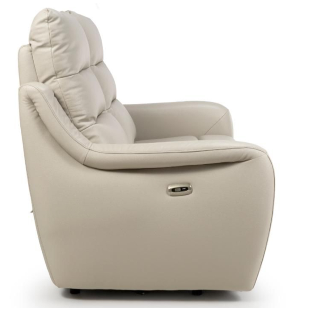 Arcata Faux Leather Electric Recliner 2 Seater Sofa In Chalk