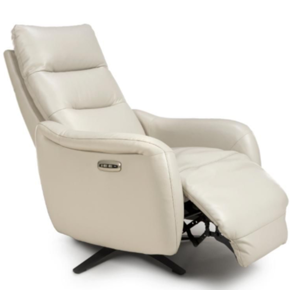 Arcata Faux Leather Electric Recliner Chair In Chalk