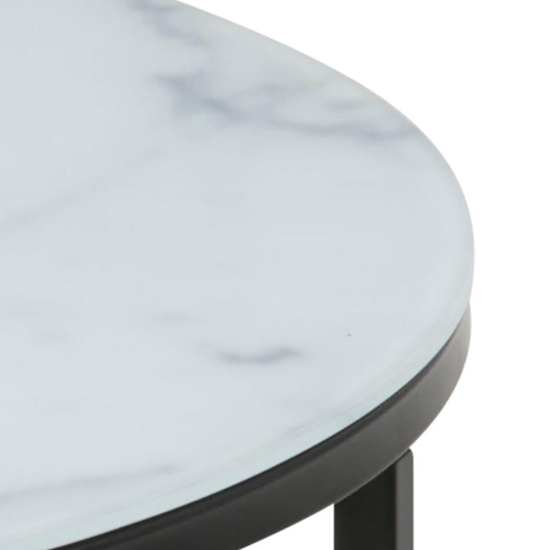 Arcata Marble Effect Glass Coffee Table In White With Black Legs