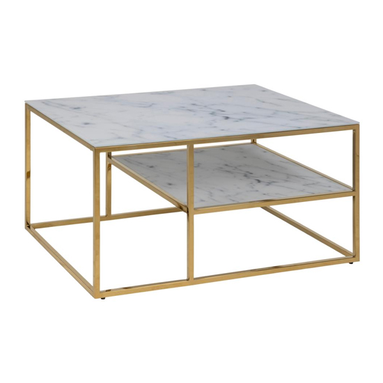 Read more about Arcata marble effect glass rectangular coffee table in white