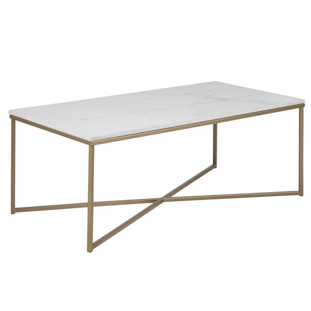 Arcata Marble Rectangular Coffee Table In White