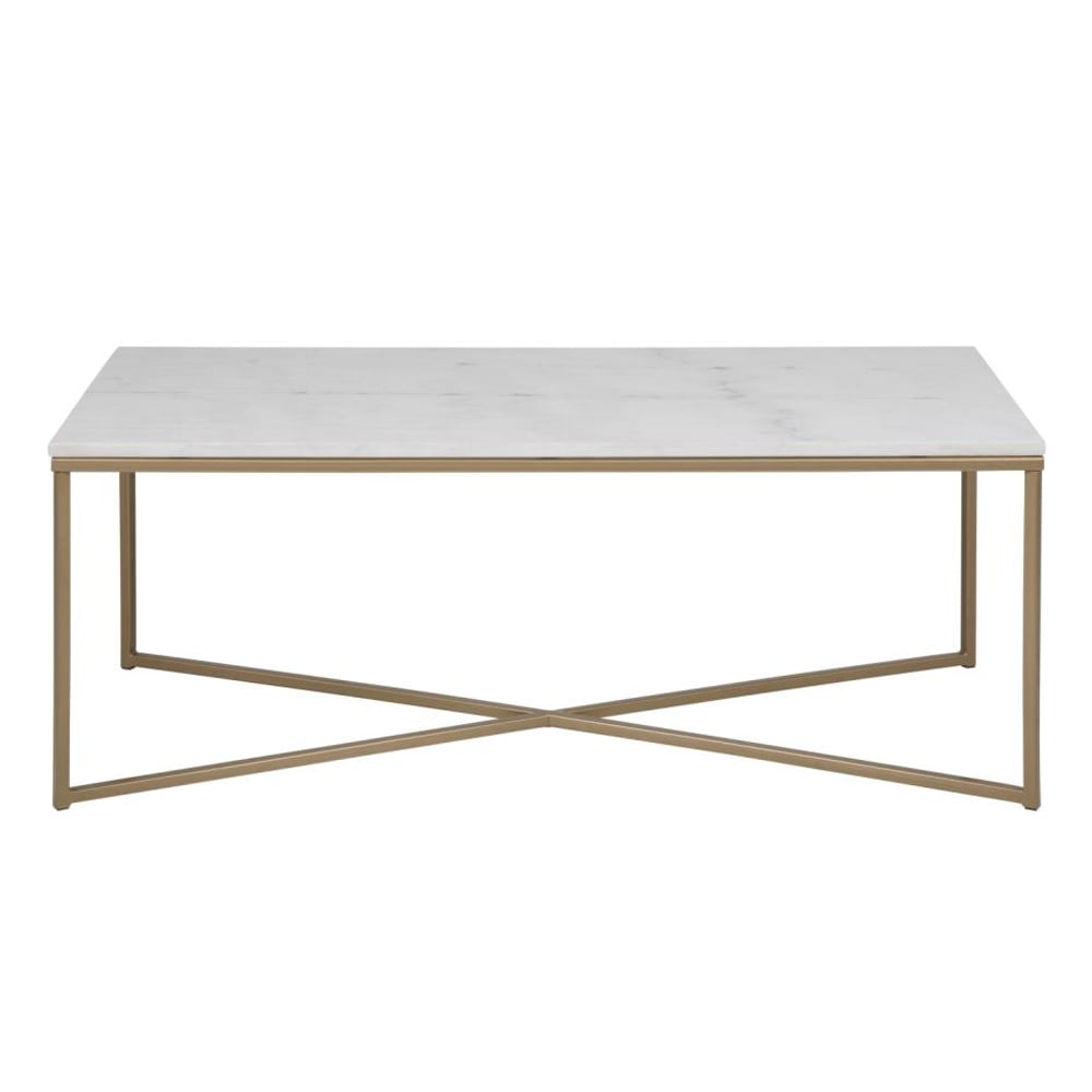 Arcata Marble Rectangular Coffee Table In White