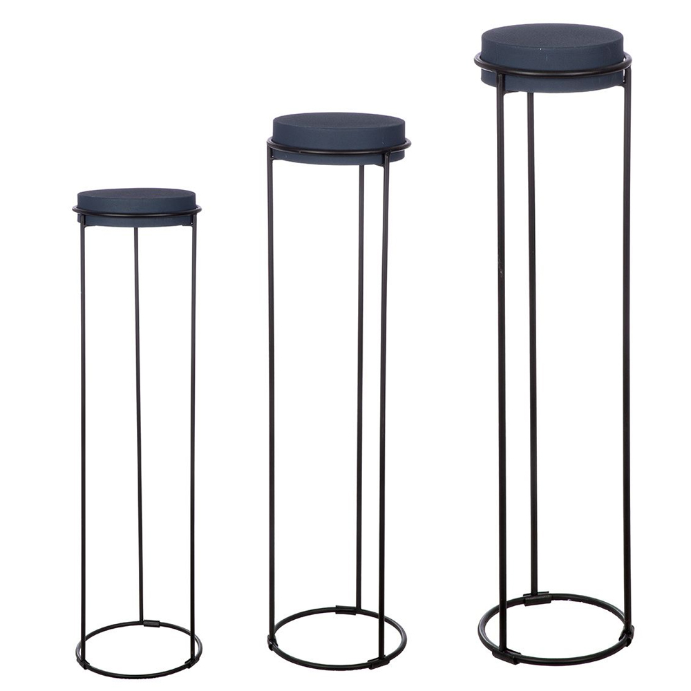 Arcata Metal Set Of 3 Decorative Pillar In Midnight Blue