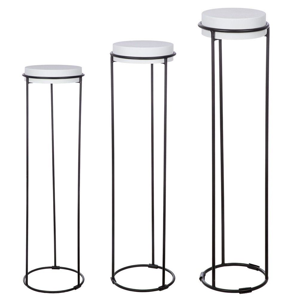 Arcata Metal Set Of 3 Decorative Pillar In White