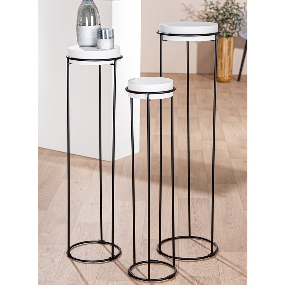 Arcata Metal Set Of 3 Decorative Pillar In White