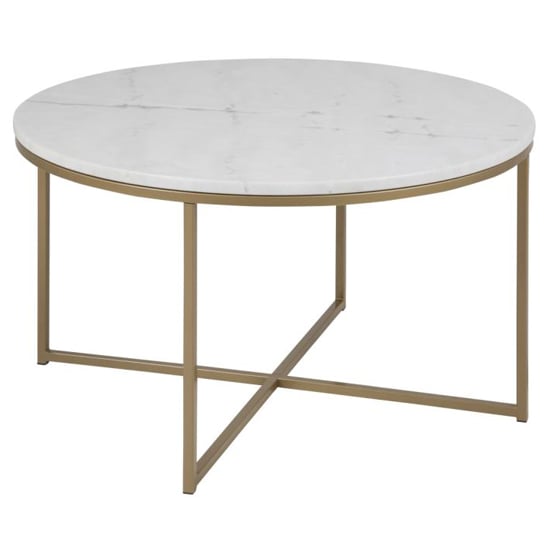 Product photograph of Arcata Round Marble Coffee Table In Guangxi White from Furniture in Fashion