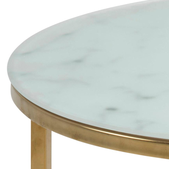 Arcata Round Marble Effect Glass Top Side Table In White_3