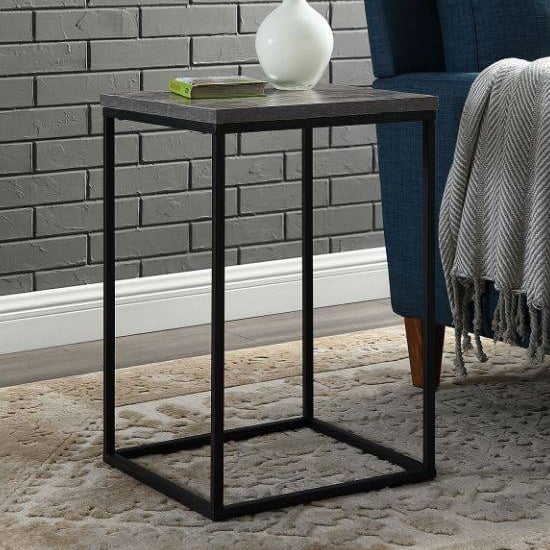 Photo of Arcata wooden side table square in dark concrete effect