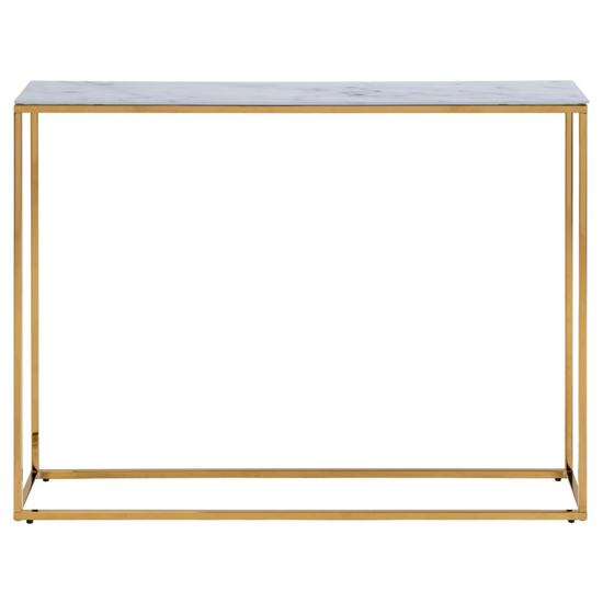 Arcata White Marble Console Table With Gold Frame