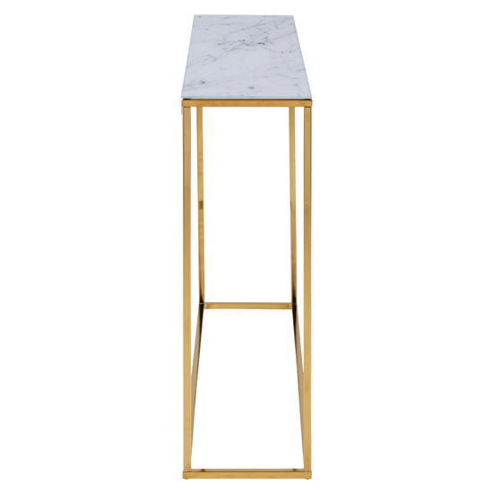 Arcata White Marble Console Table With Gold Frame
