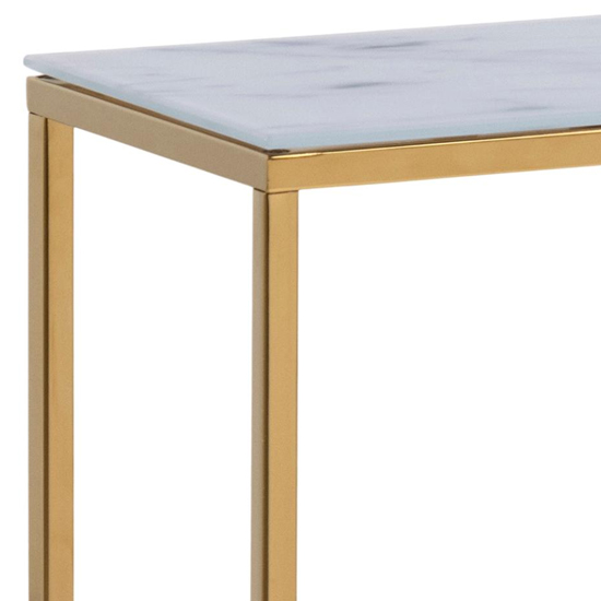 Arcata White Marble Console Table With Gold Frame