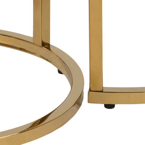 Arcata White Marble Glass Nest Of 2 Table Round With Gold Frame
