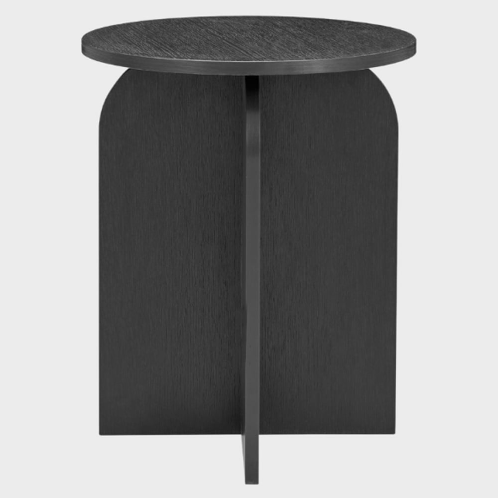 Arcata Wooden Round Side Table In Black