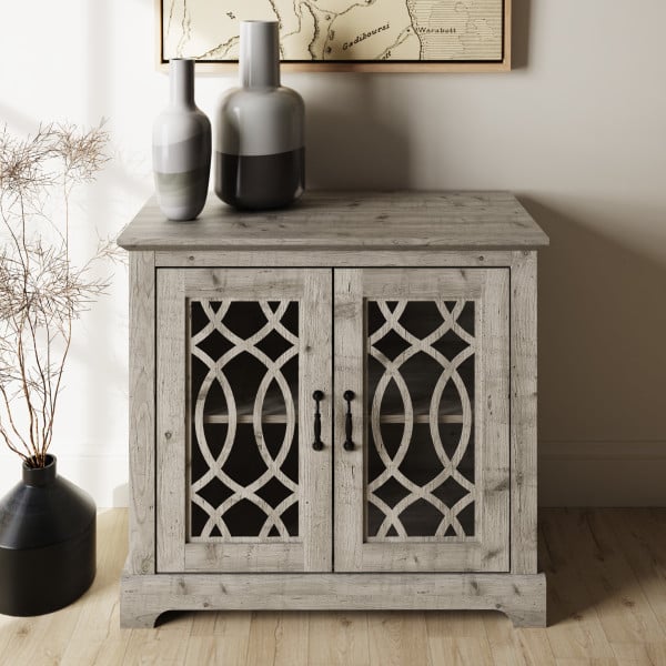 Photo of Arcata wooden sideboard with 2 doors in mexican grey