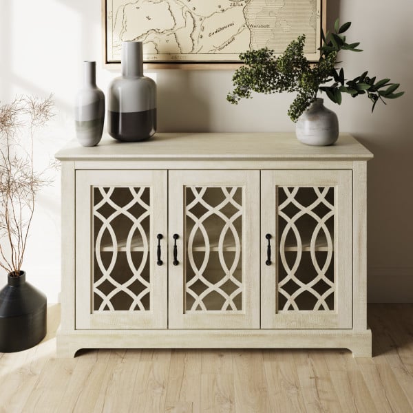 Product photograph of Arcata Wooden Sideboard With 3 Doors In Dusty Grey Oak from Furniture in Fashion