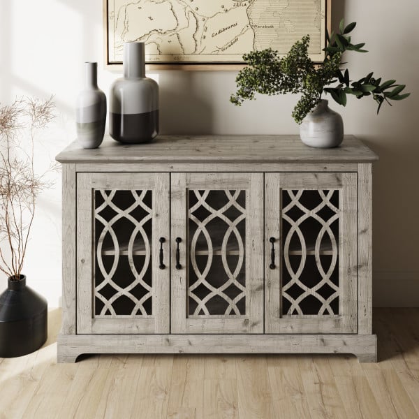 Photo of Arcata wooden sideboard with 3 doors in mexican grey