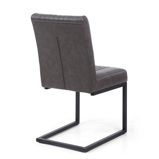 Aboba Grey Leather Effect Cantilever Dining Chair In A Pair_2