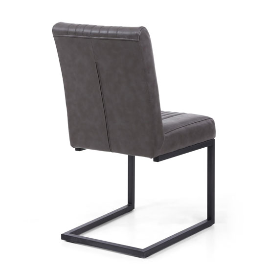 Aboba Grey Leather Dining Chairs With Metal Legs In Pair