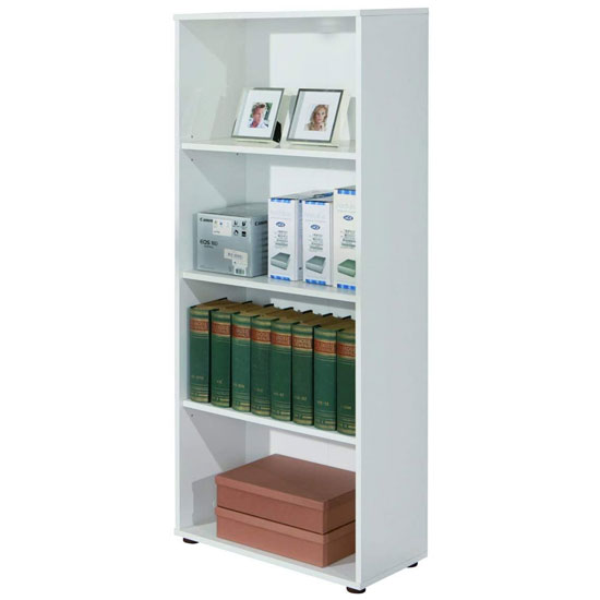 Arco Wooden Bookcase In White With 3 Shelves_2