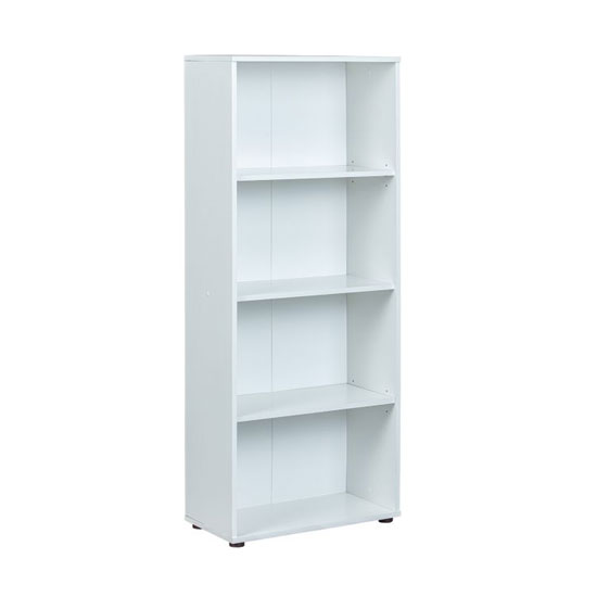 Arco Wooden Bookcase In White With 3 Shelves_3