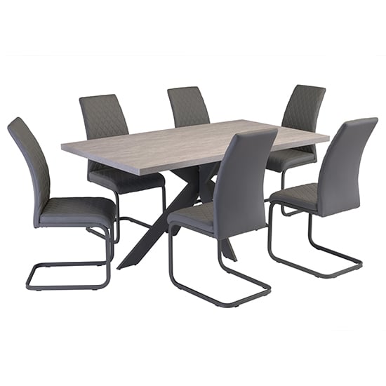 Arcoz Ceramic Effect Dining Table With 6 Huskon Grey Chairs_1