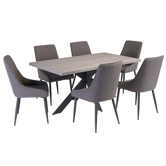 Arcoz Ceramic Effect Dining Table With 6 Remika Blue Chairs_1