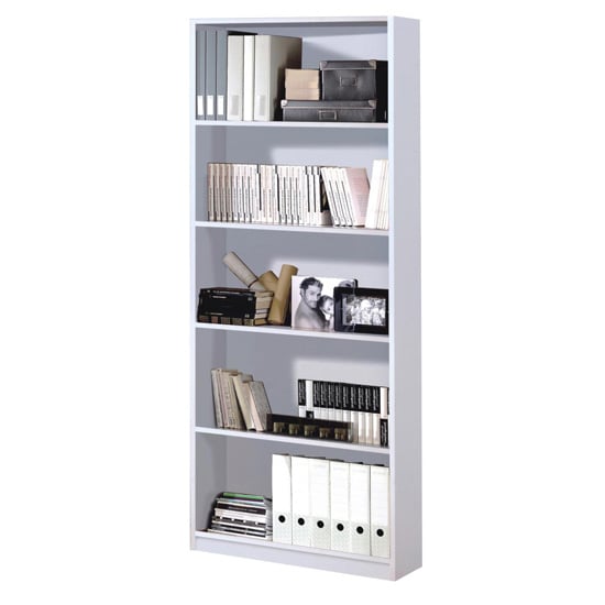 Adonia Wooden Book Shelf In White With 5 Shelves