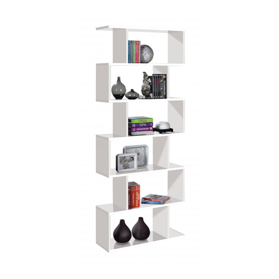 Read more about Adonia wooden bookcase tall with 5 tiers in white