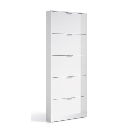 Read more about Adonia wooden shoe storage cabinet with 5 flap doors in white