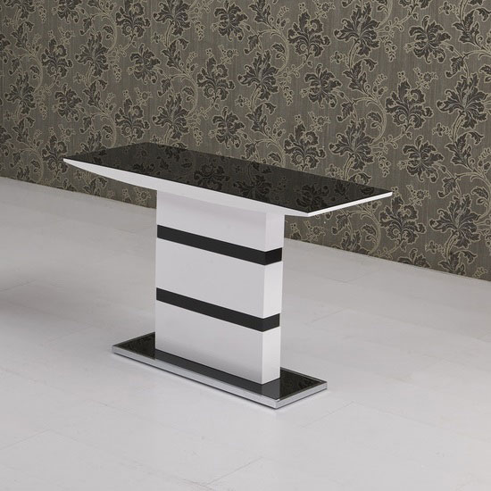 Arctica Gl Console Table In Black With White High Gloss