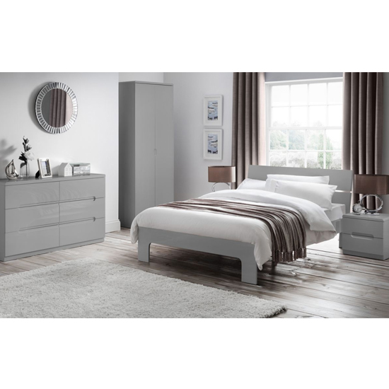 Arden Wooden Bedside In Grey High Gloss With 2 Drawers