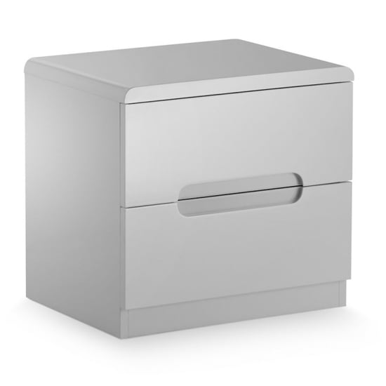 Photo of Magaly wooden bedside cabinet in grey high gloss with 2 drawers