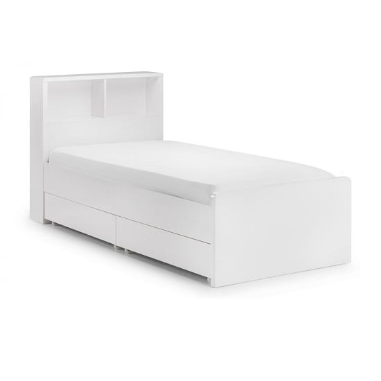 Magaly Bookcase Bed In White High Gloss With Underbed Drawers_4