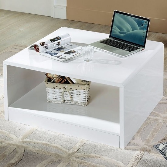 Magaly Contemporary Coffee Table Square In White High Gloss thumbnail