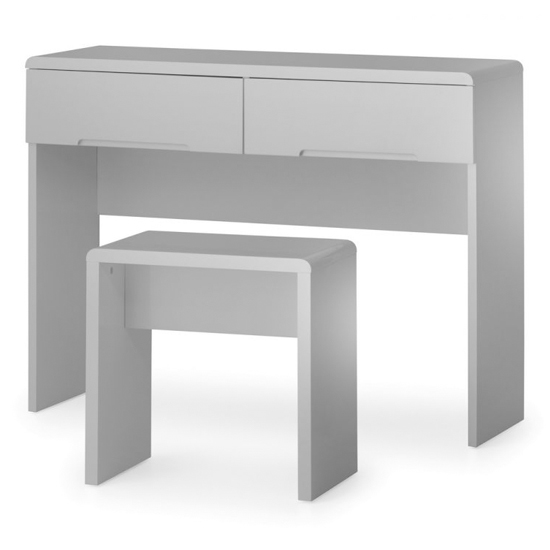 Magaly Wooden Dressing Stool In Grey High Gloss
