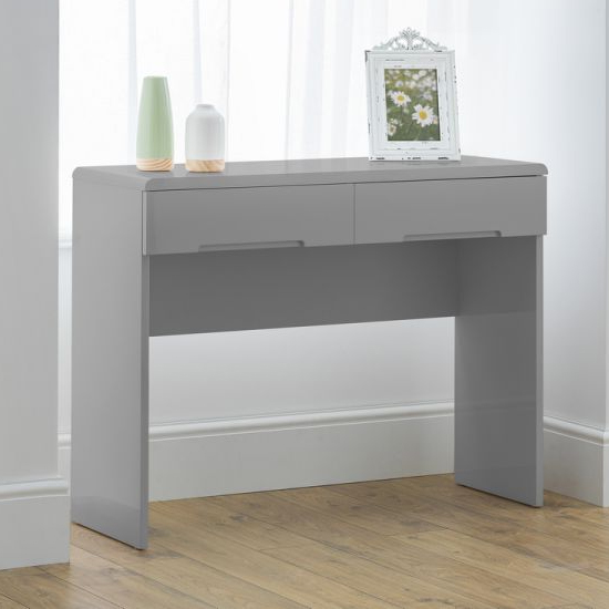 Read more about Magaly wooden dressing table in grey high gloss with 2 drawers