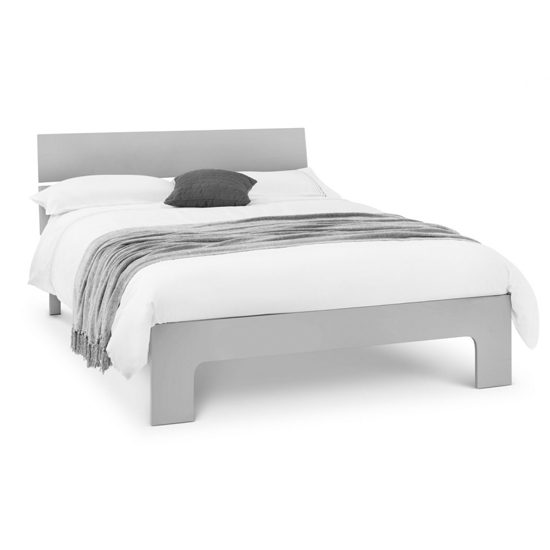 Magaly Wooden King Size Bed In Grey High Gloss