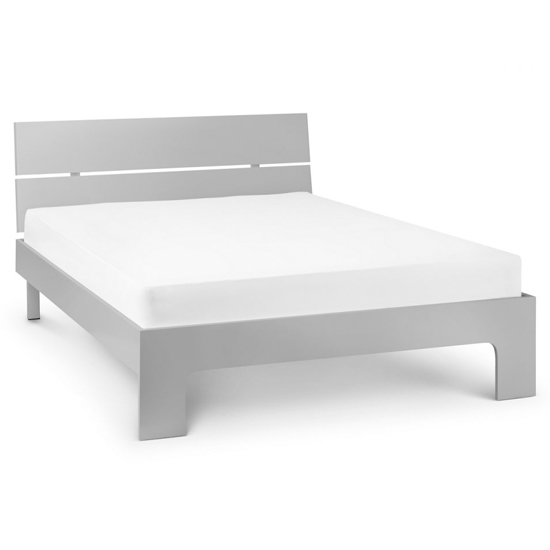Magaly Wooden King Size Bed In Grey High Gloss