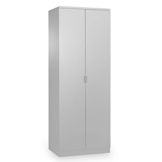 Photo of Magaly wooden wardrobe in grey high gloss with 2 doors