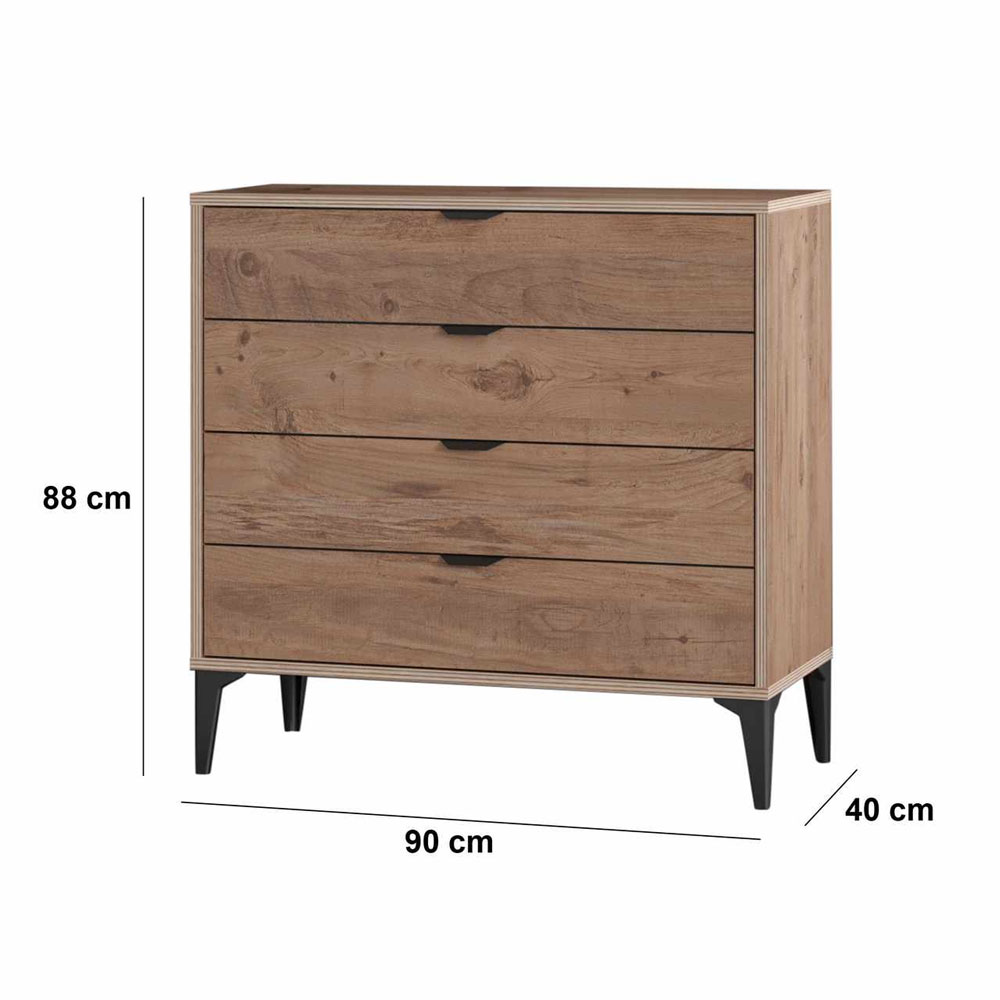 Arden Wooden Chest Of 4 Drawers in Atlas Pine