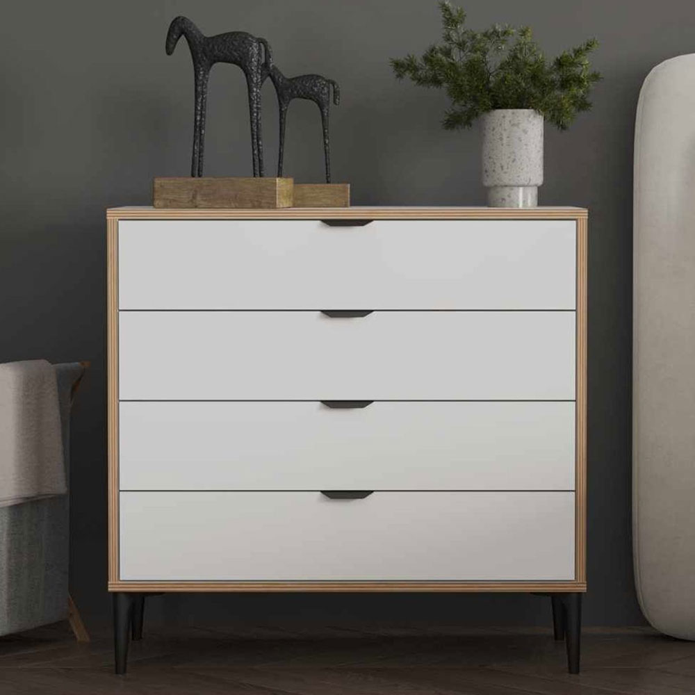 Arden Wooden Chest Of 4 Drawers in White