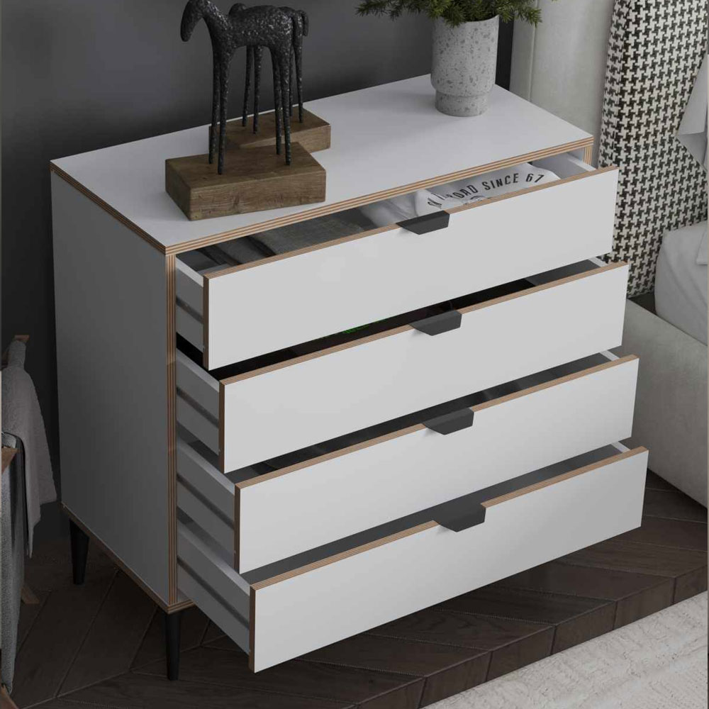 Arden Wooden Chest Of 4 Drawers in White
