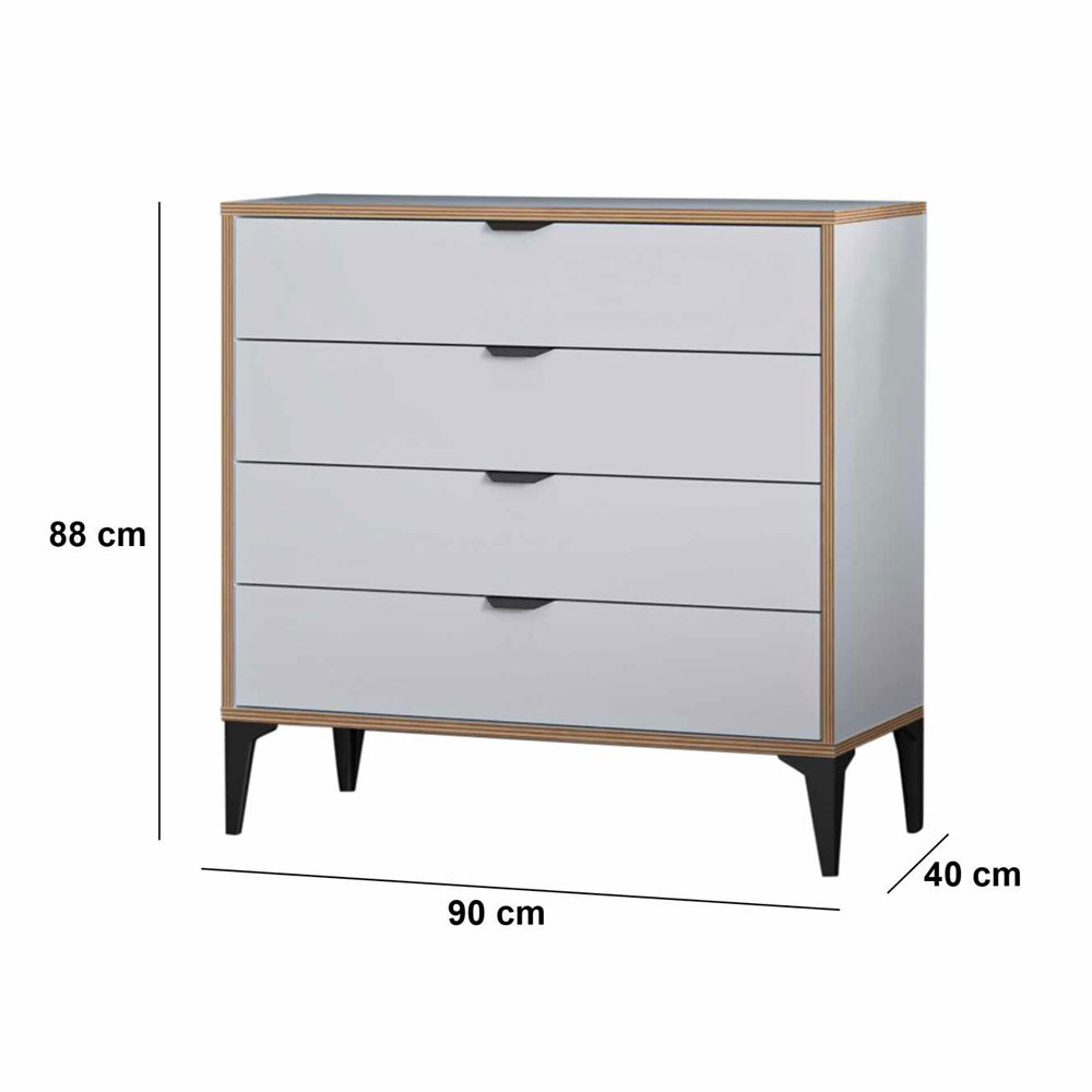 Arden Wooden Chest Of 4 Drawers in White