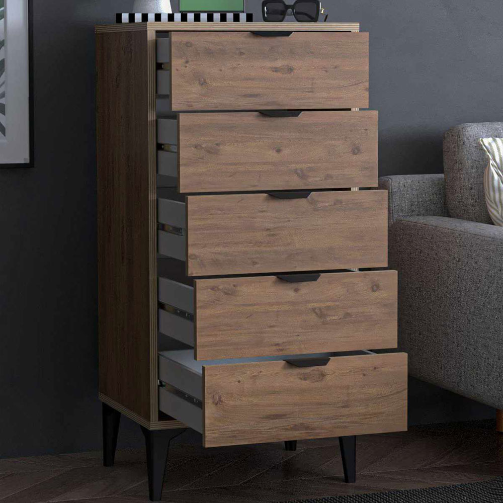 Arden Wooden Chest Of 5 Drawers in Atlas Pine