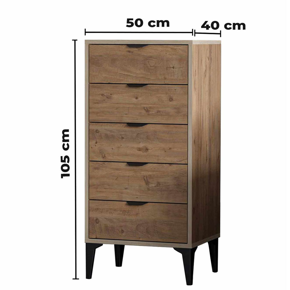 Arden Wooden Chest Of 5 Drawers in Atlas Pine